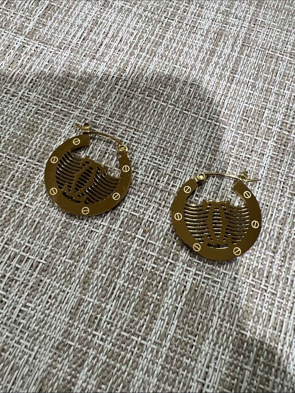 Gold-Tone Hoop Earrings with Cutout Design